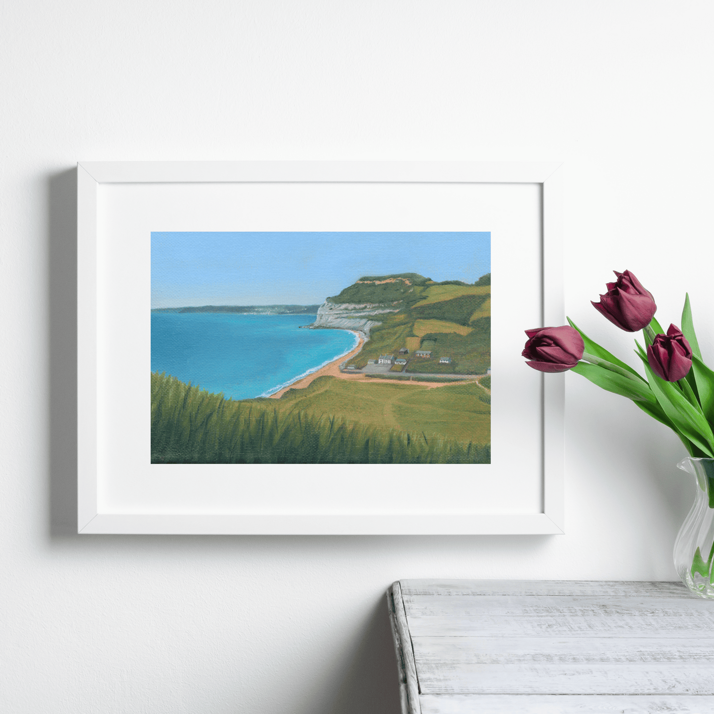 Golden Cap Over Seatown - A5 Art Print