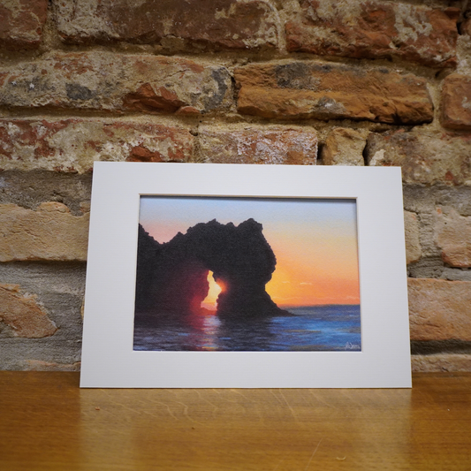 Sunrise through Durdle Door - A5 Art Print